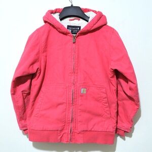 Carhartt Girls Size S 7-8 Pink Canvas Sherpa Lined Active Hooded Jacket EUC